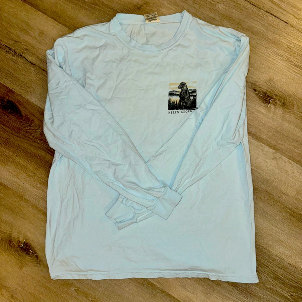 Light blue Comfort Colors Helen GA long sleeve tshirt Size Large